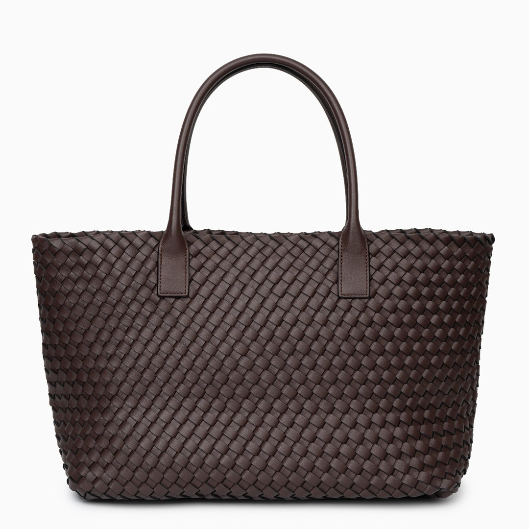Elegant artisan woven tote bag with a spacious lightweight design on a white background