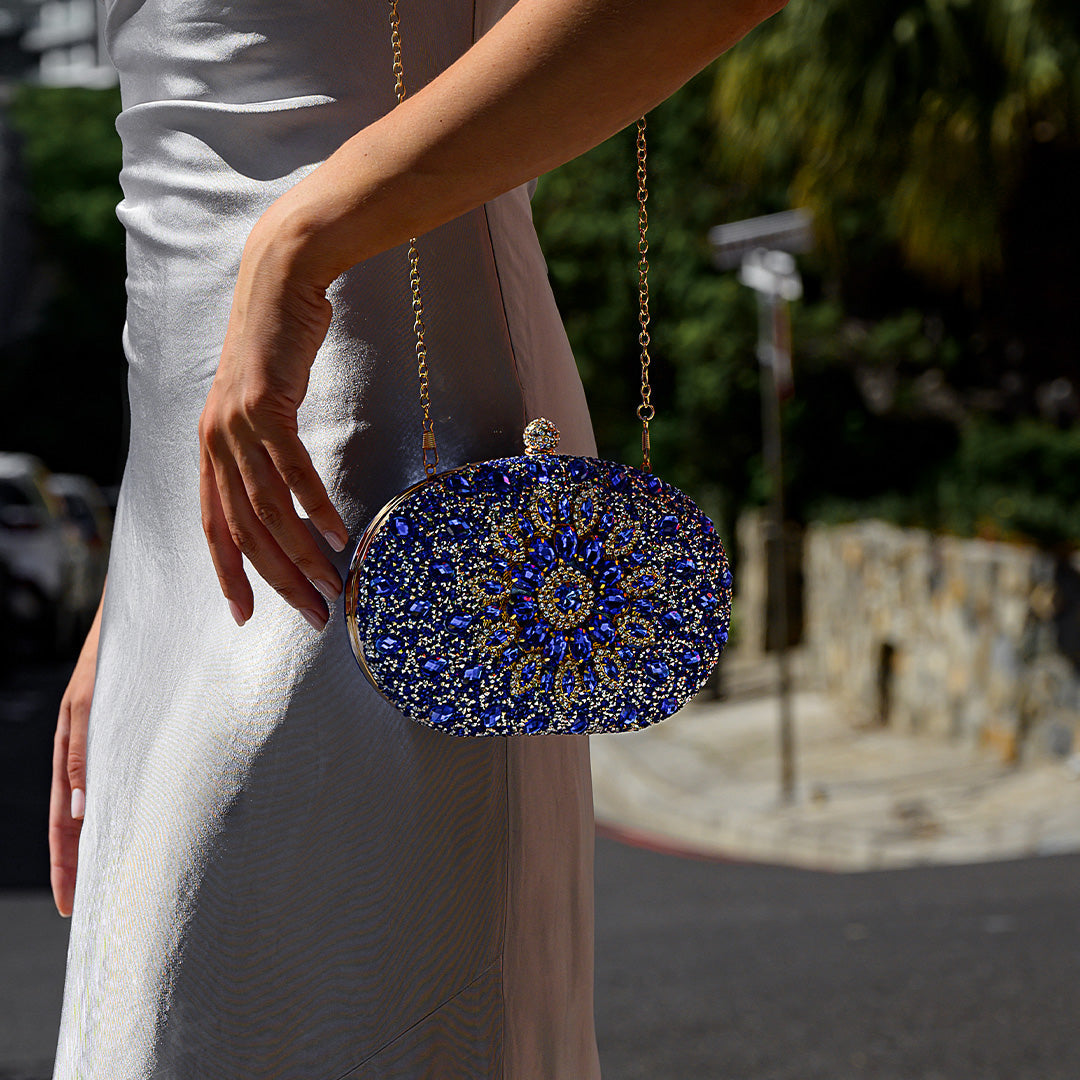 Luna Vegan Clutch Bag in a stylish glamorous design, showcasing a spacious interior for storage. 3