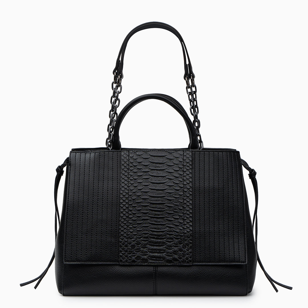 Sophia Luxe Black Tote Bag made of stylish high-quality fabric, ideal for everyday use. 2