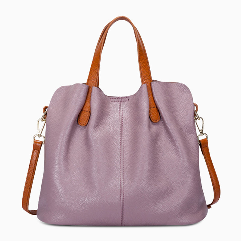 A stylish multi-colour leather tote bag with versatile carry options. 10