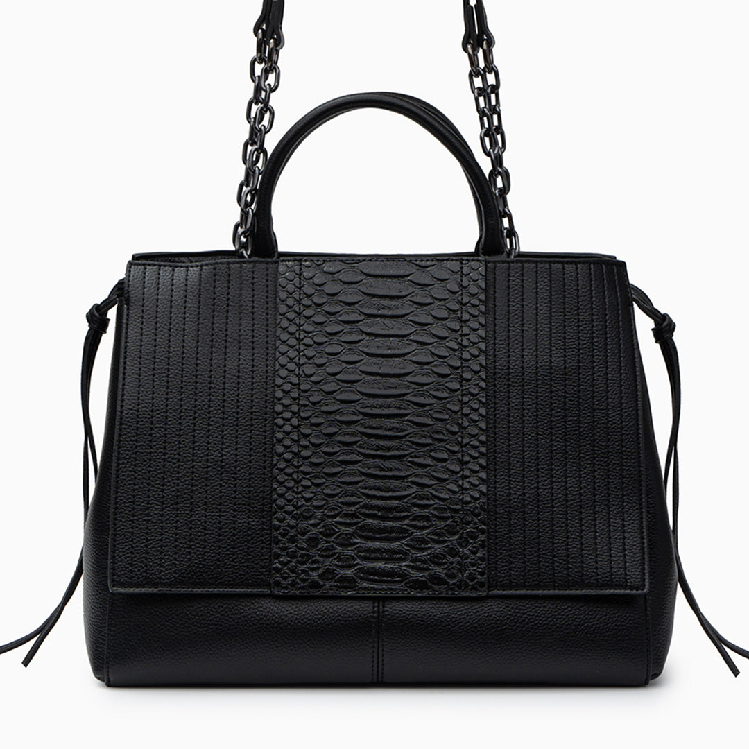 Sophia Luxe Black Tote Bag made of stylish high-quality fabric, designed for everyday use. 0